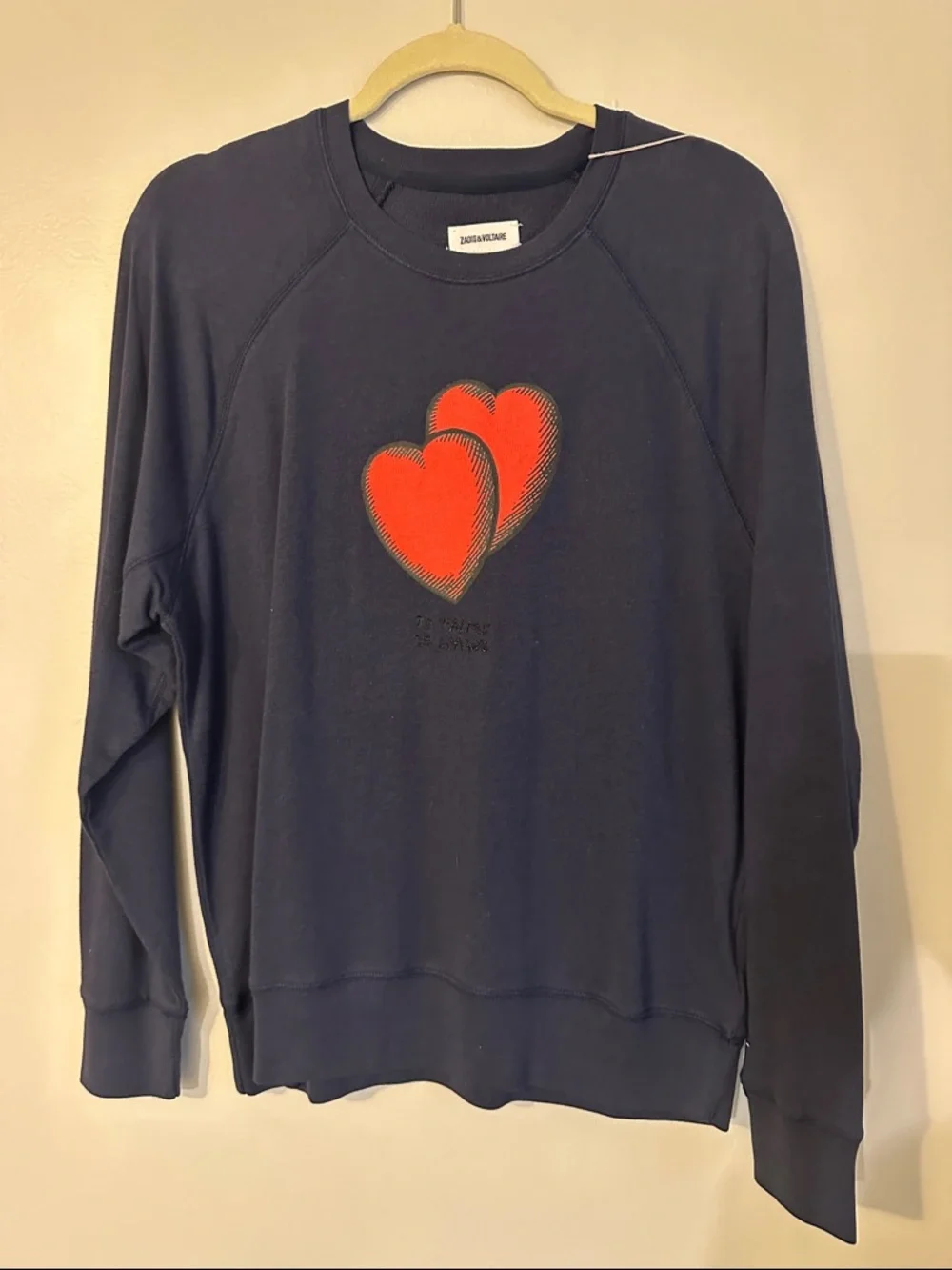 Zadig & Voltaire Navy Sweatshirt with Red Double Hearts - Picture 7 of 7